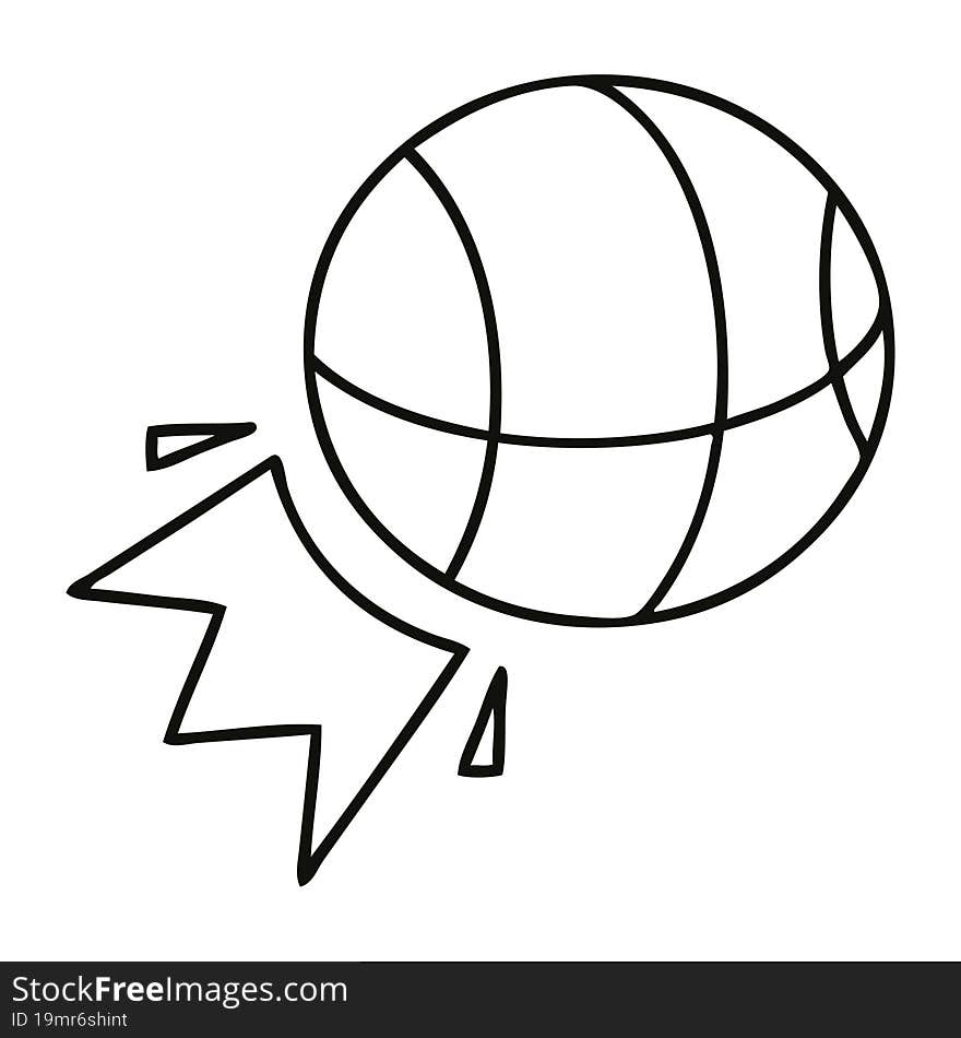 line drawing cartoon basket ball