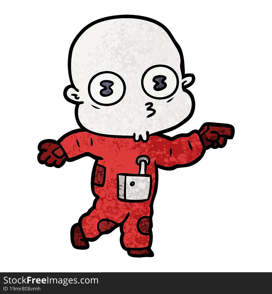 cartoon weird bald spaceman. cartoon weird bald spaceman