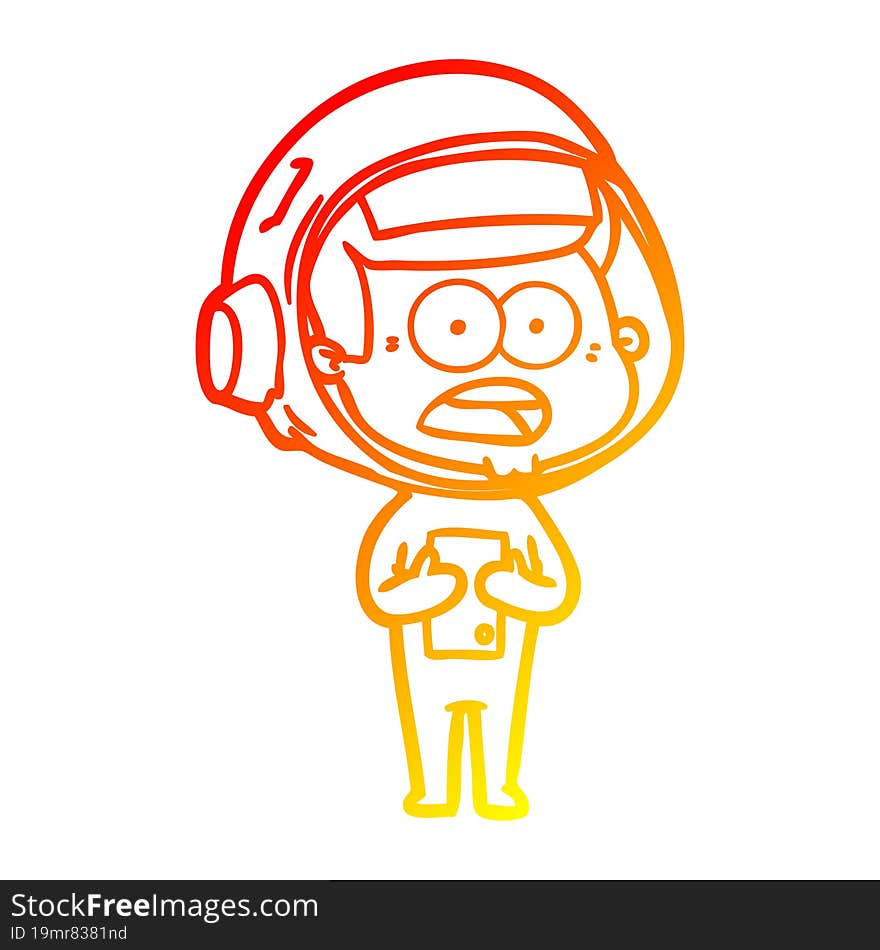 warm gradient line drawing cartoon surprised astronaut