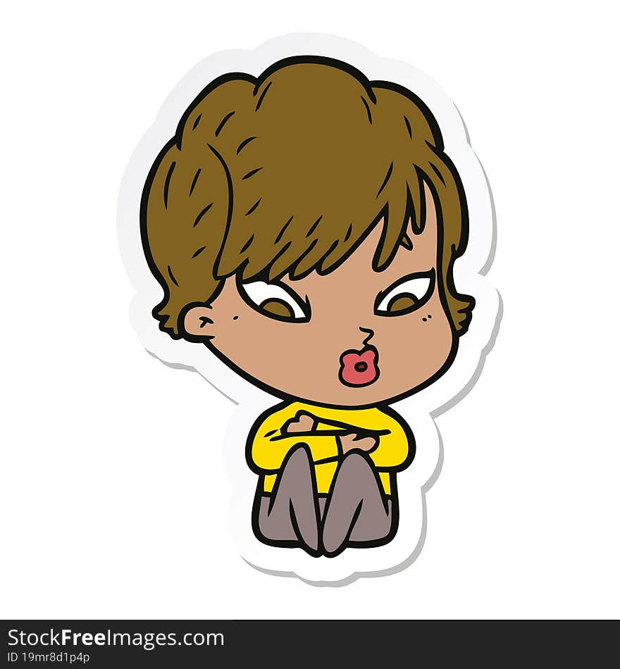 sticker of a cartoon woman