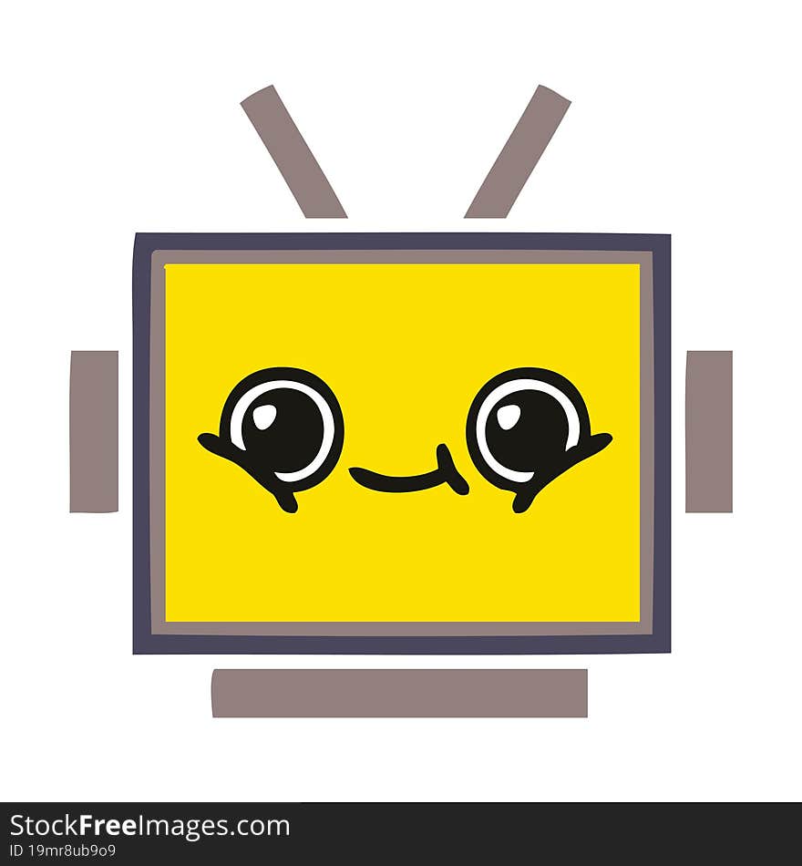 flat color retro cartoon robot head