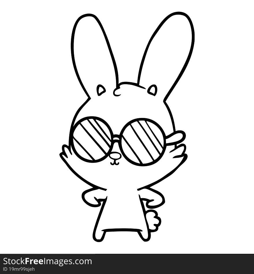 cute cartoon rabbit wearing glasses. cute cartoon rabbit wearing glasses