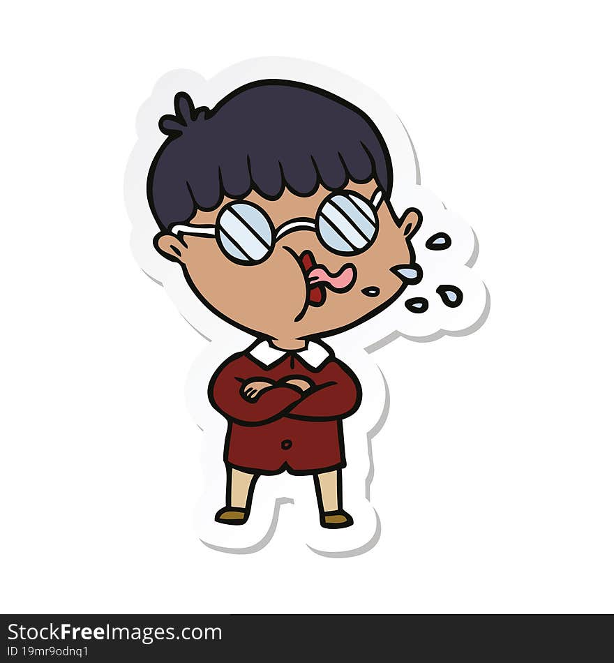 Sticker Of A Cartoon Boy Wearing Spectacles