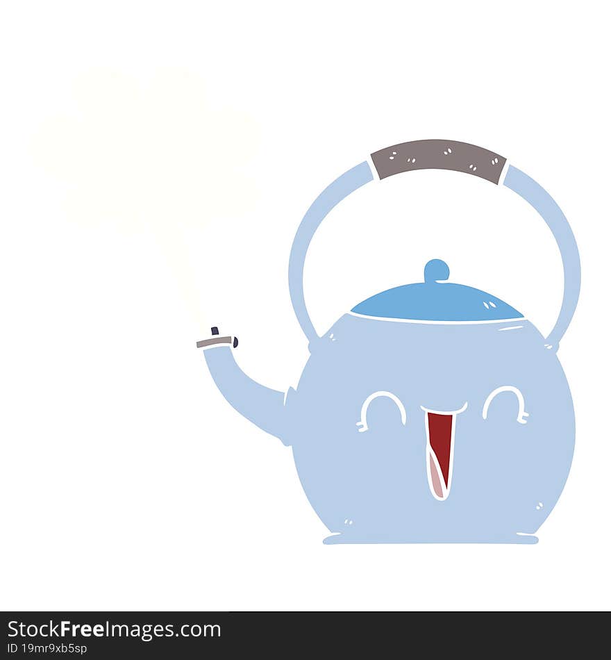 flat color style cartoon boiling kettle