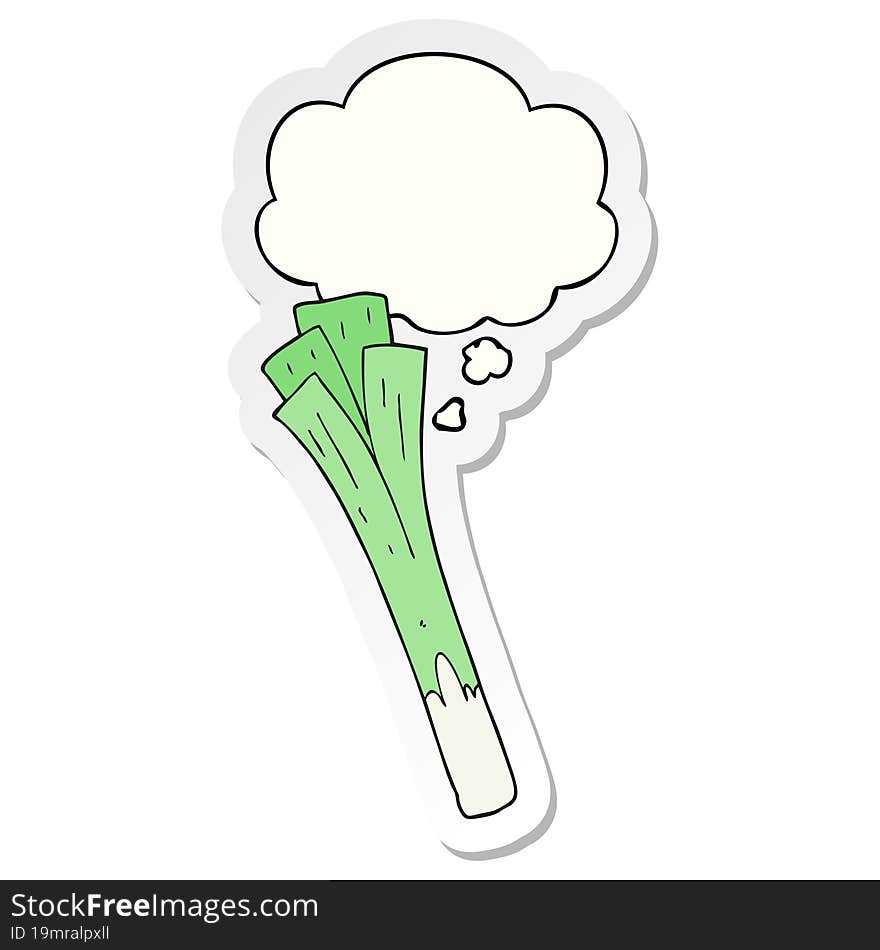 cartoon leeks with thought bubble as a printed sticker