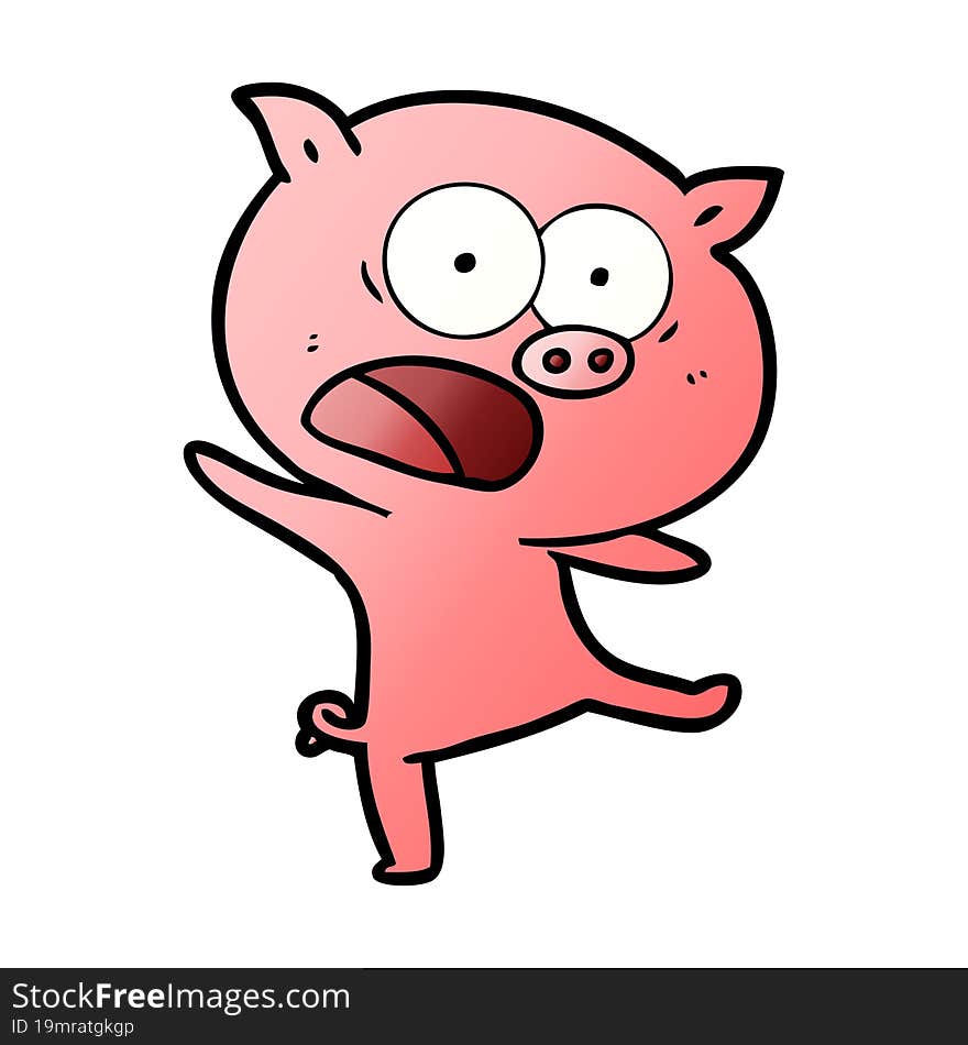 cartoon pig shouting. cartoon pig shouting