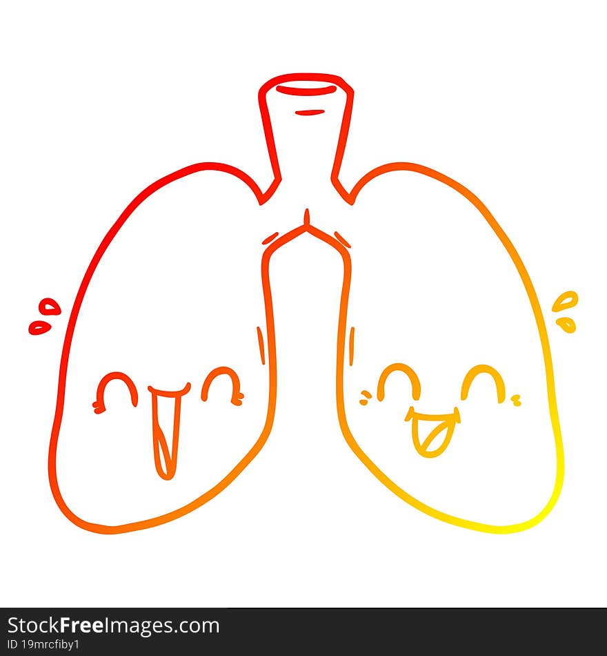 warm gradient line drawing cartoon happy lungs