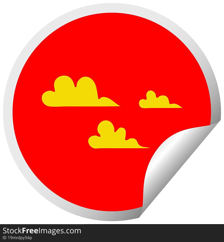 circular peeling sticker cartoon cloud