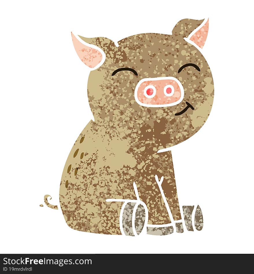 retro illustration style quirky cartoon pig. retro illustration style quirky cartoon pig