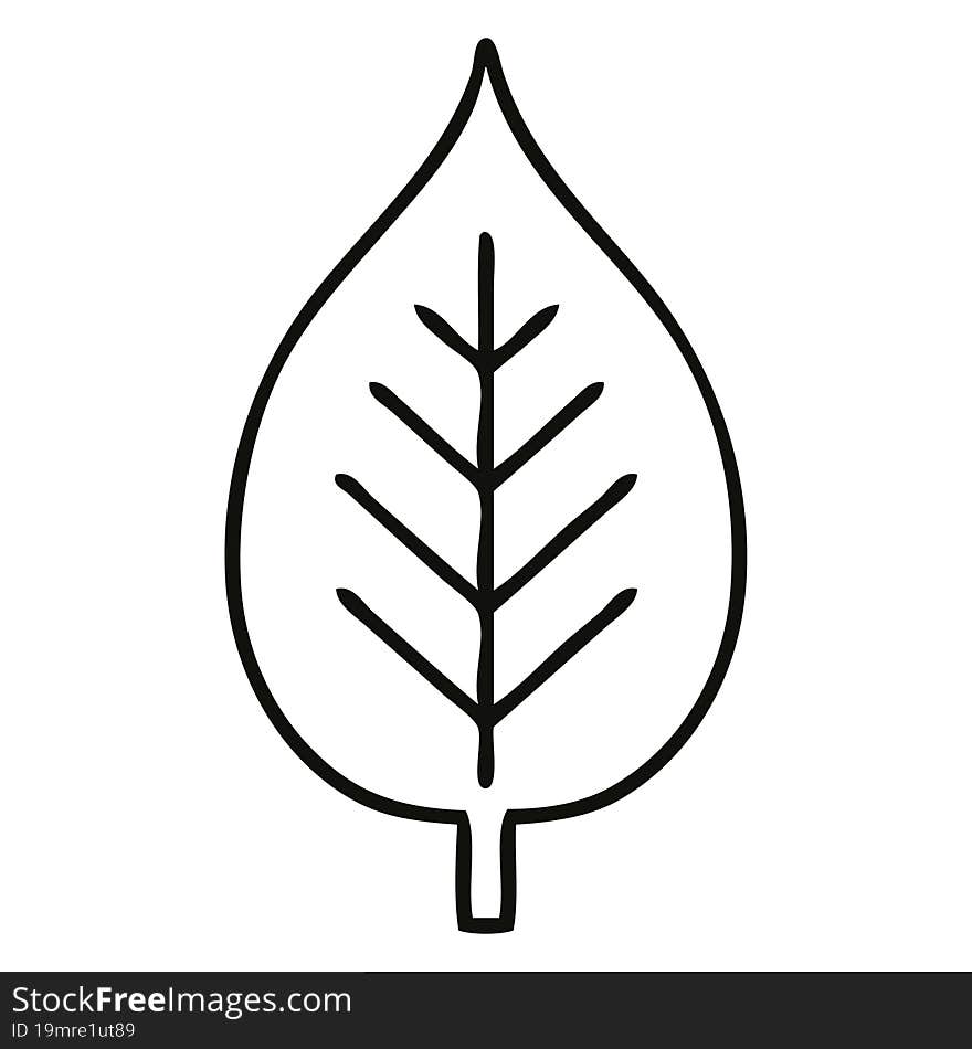 line drawing cartoon of a green leaf