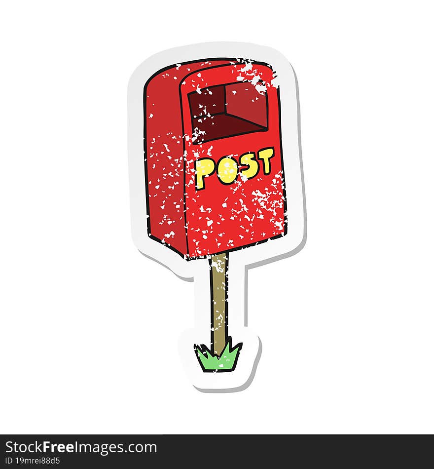 retro distressed sticker of a cartoon post box