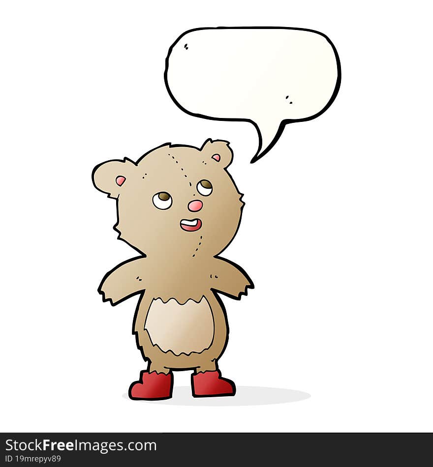 Cartoon Teddy Bear With Speech Bubble