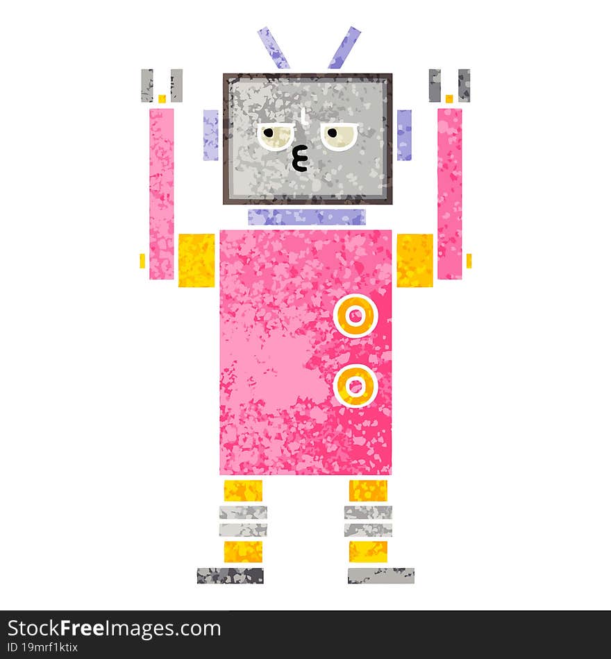 Retro Illustration Style Cartoon Robot