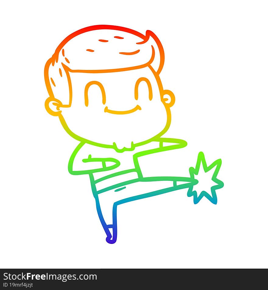 Rainbow Gradient Line Drawing Cartoon Friendly Man