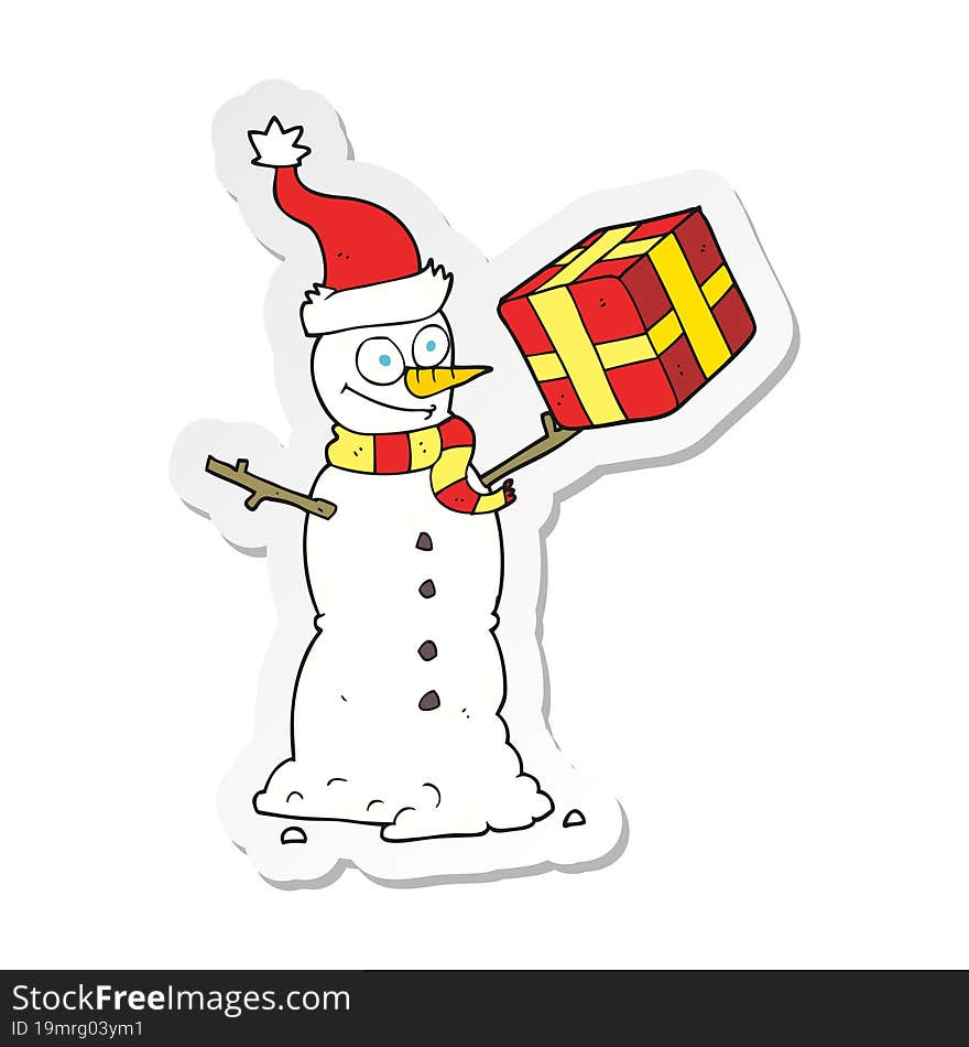 sticker of a cartoon snowman