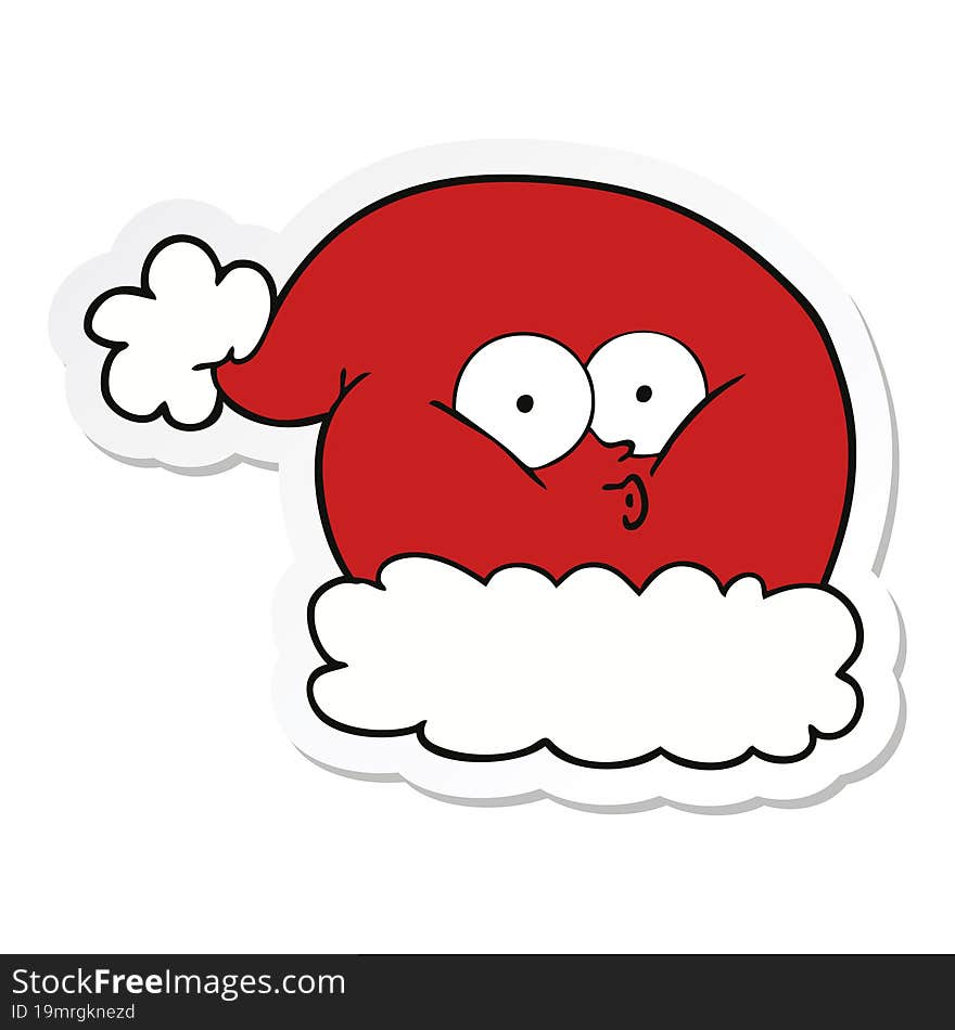 sticker of a cartoon christmas santa hat