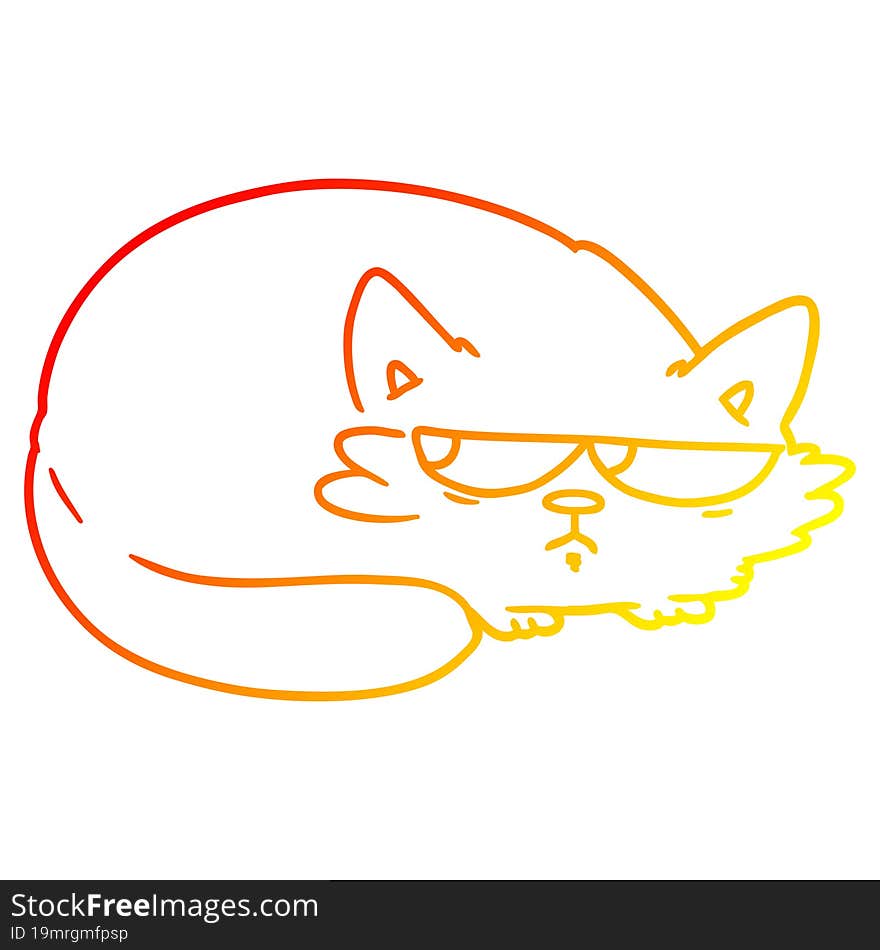 warm gradient line drawing cartoon suspicious cat