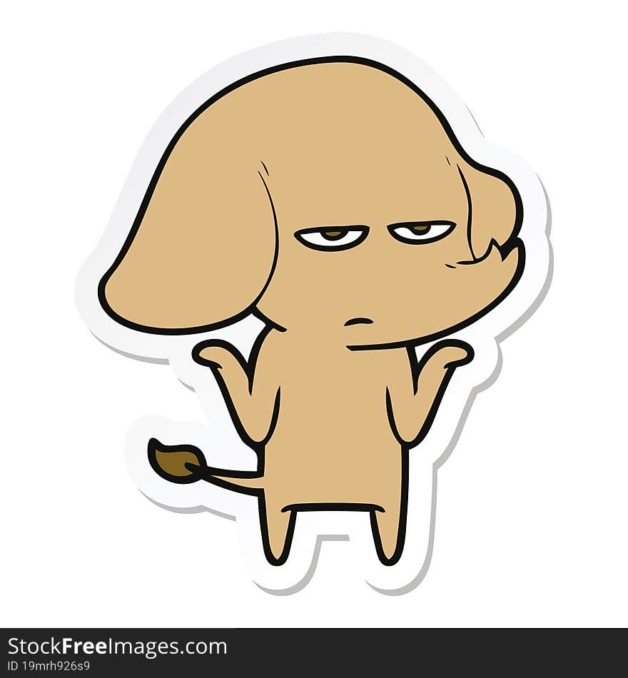 sticker of a annoyed cartoon elephant