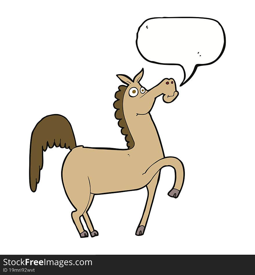 Funny Cartoon Horse With Speech Bubble