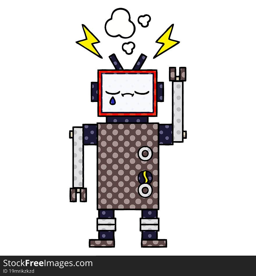 comic book style cartoon of a robot