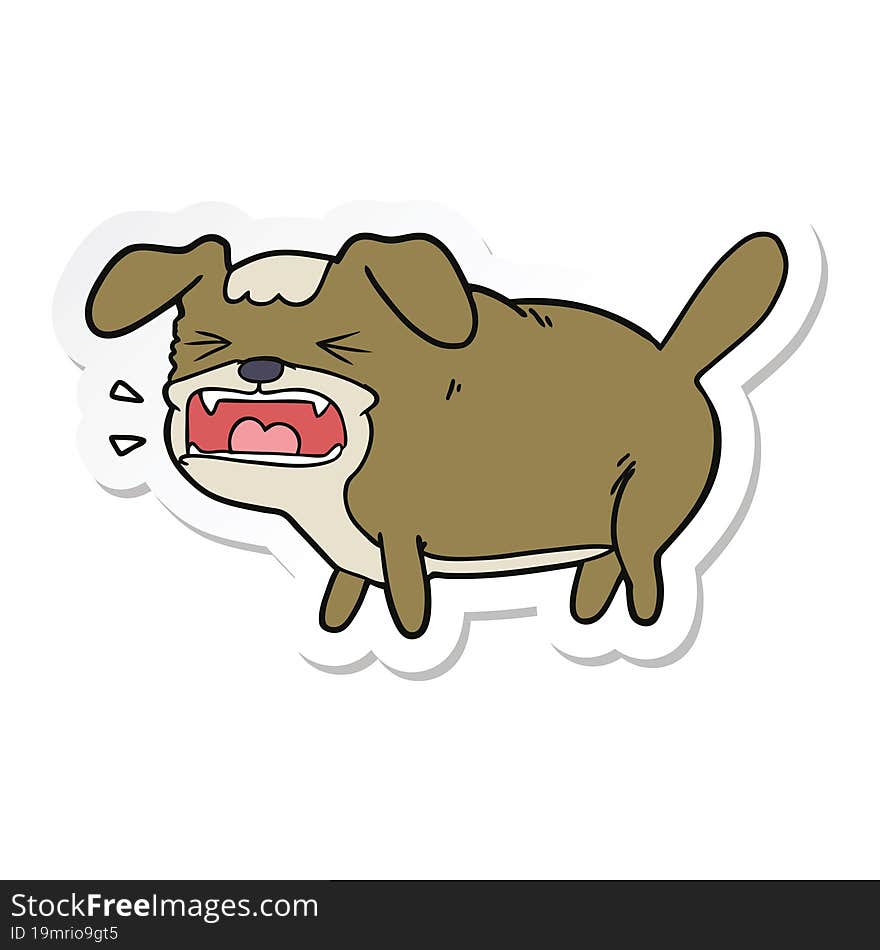 sticker of a cartoon dog barking