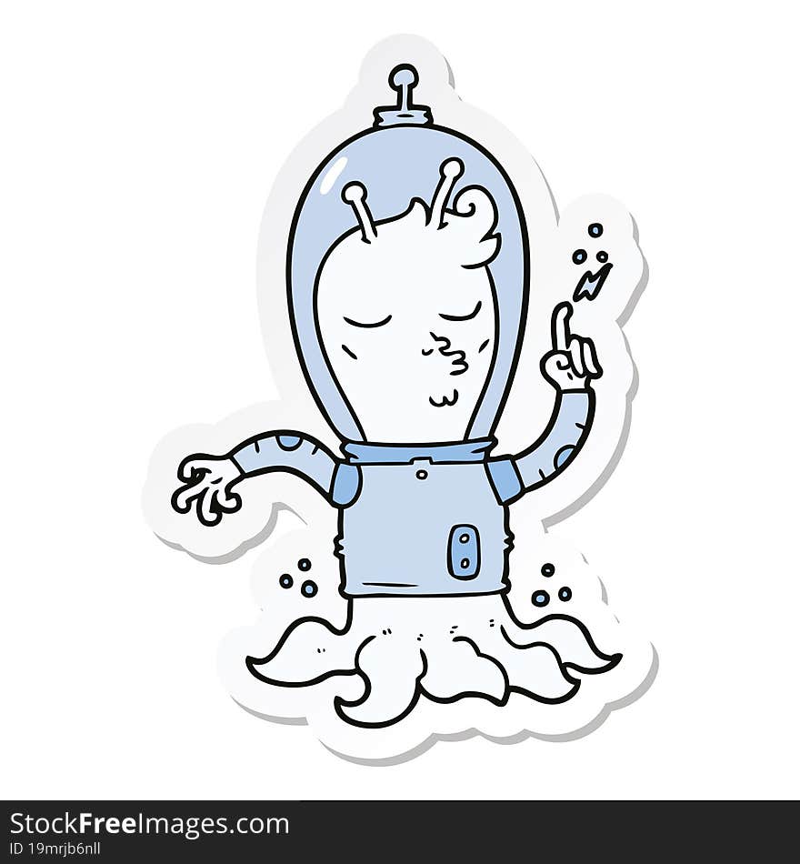 Sticker Of A Cartoon Alien