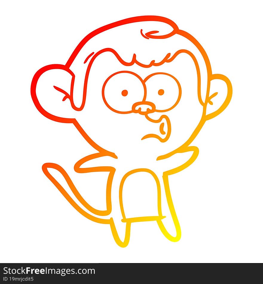 warm gradient line drawing cartoon surprised monkey