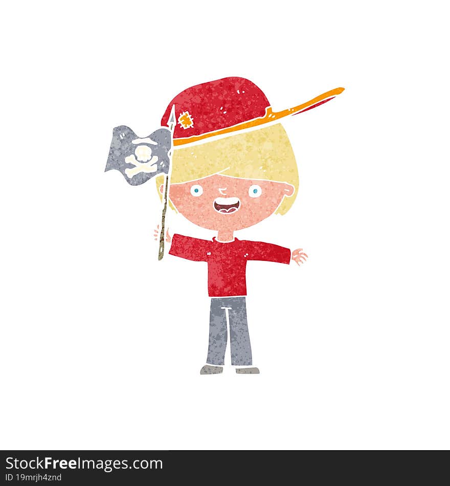 cartoon boy waving pirate flag