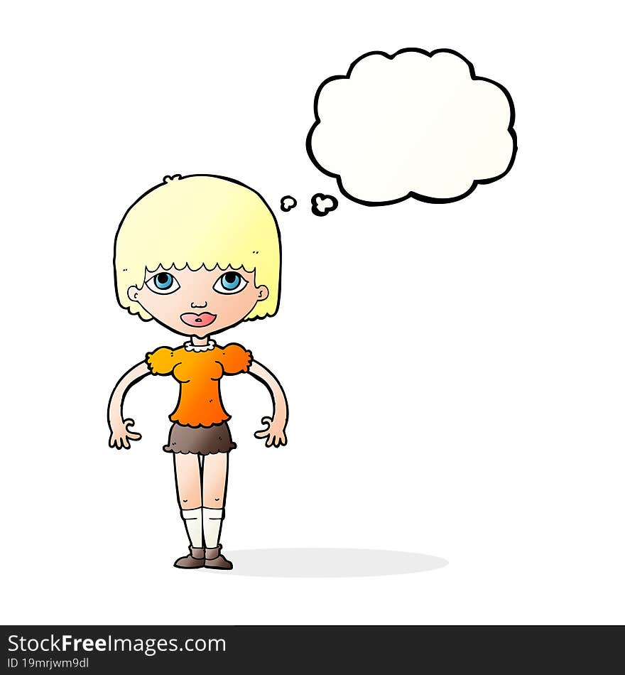 cartoon girl with thought bubble