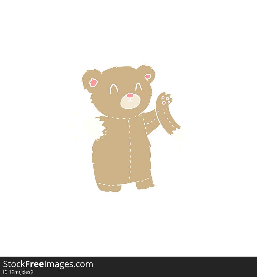 flat color style cartoon teddy bear with torn arm