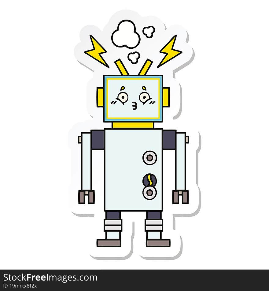 sticker of a cute cartoon robot