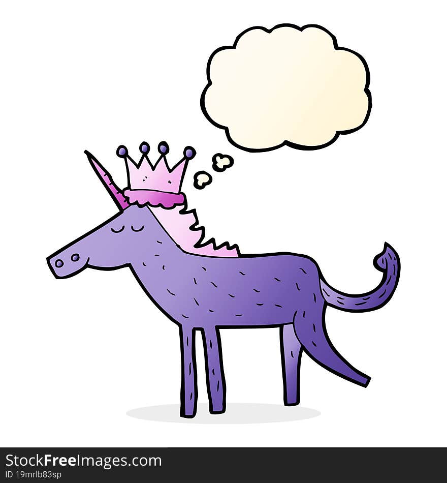 cartoon unicorn with thought bubble