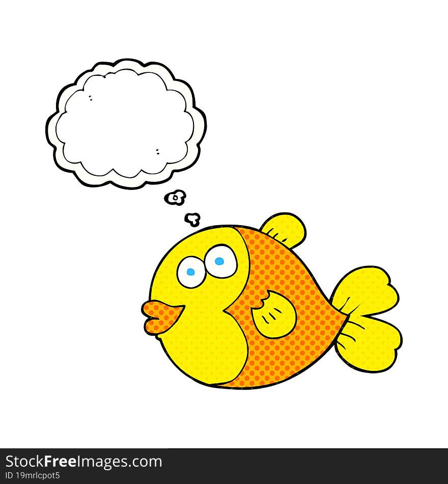 freehand drawn thought bubble cartoon fish