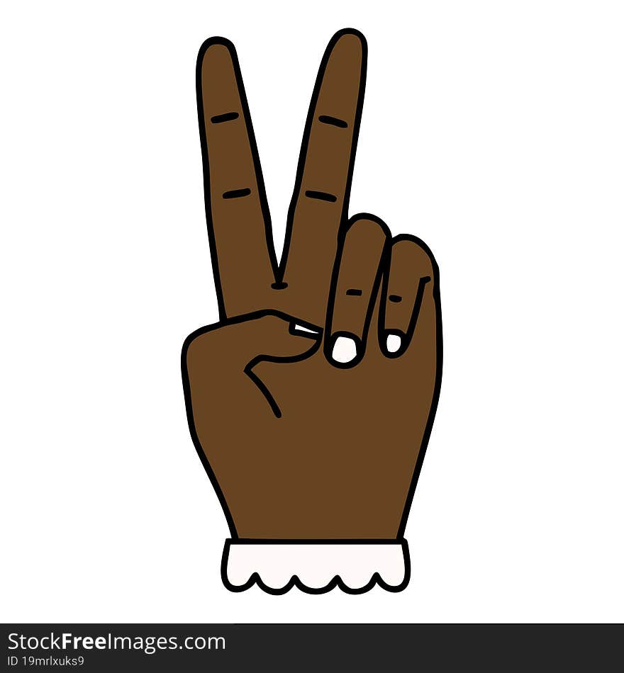 Peace Symbol Two Finger Hand Gesture Illustration