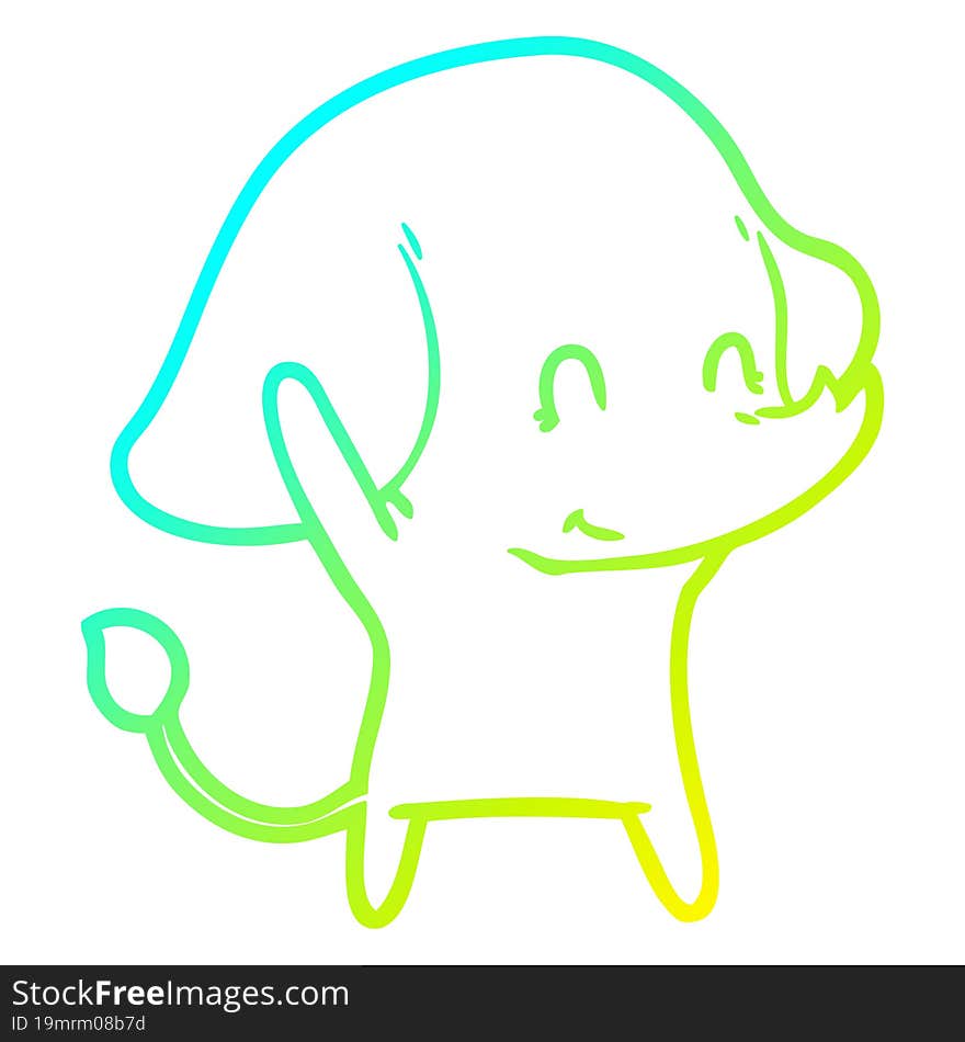 Cold Gradient Line Drawing Cute Cartoon Elephant