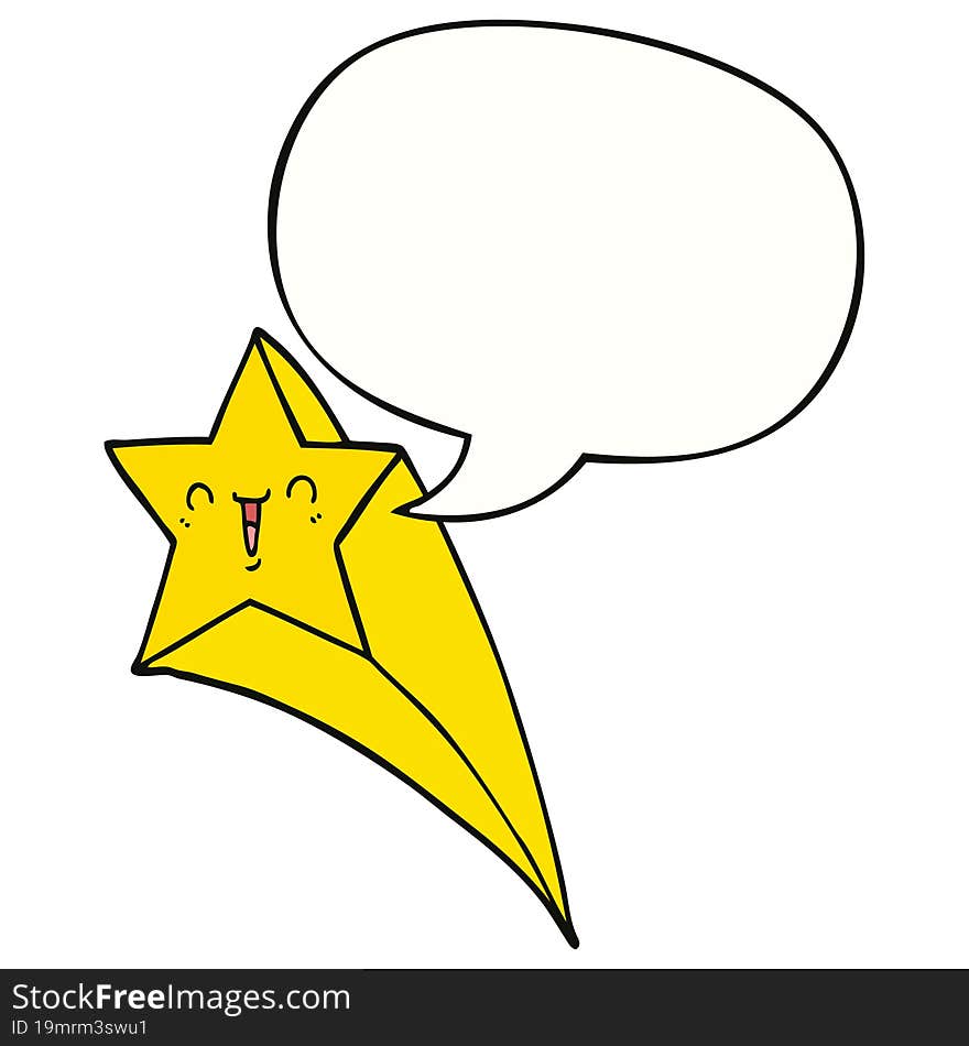 cartoon shooting star and speech bubble