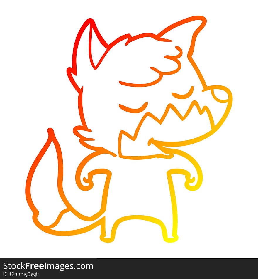 warm gradient line drawing friendly cartoon fox