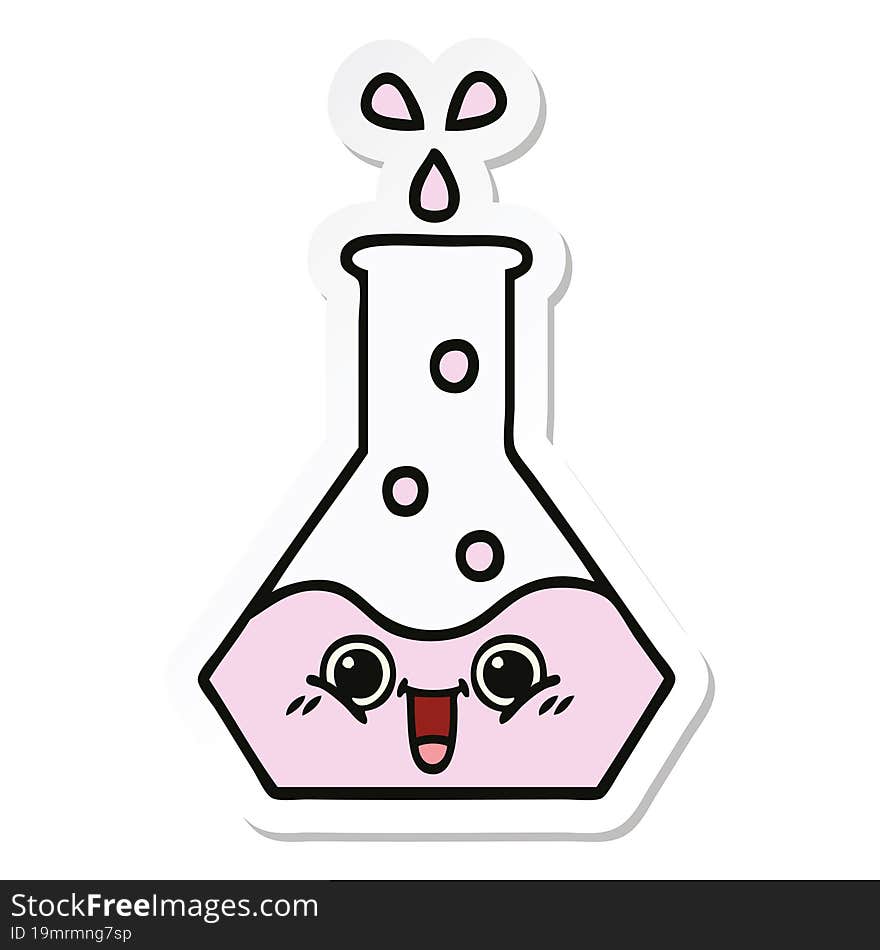 sticker of a cute cartoon science beaker