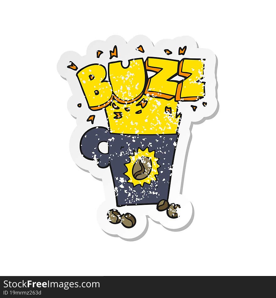 retro distressed sticker of a cartoon crazy powerful coffee