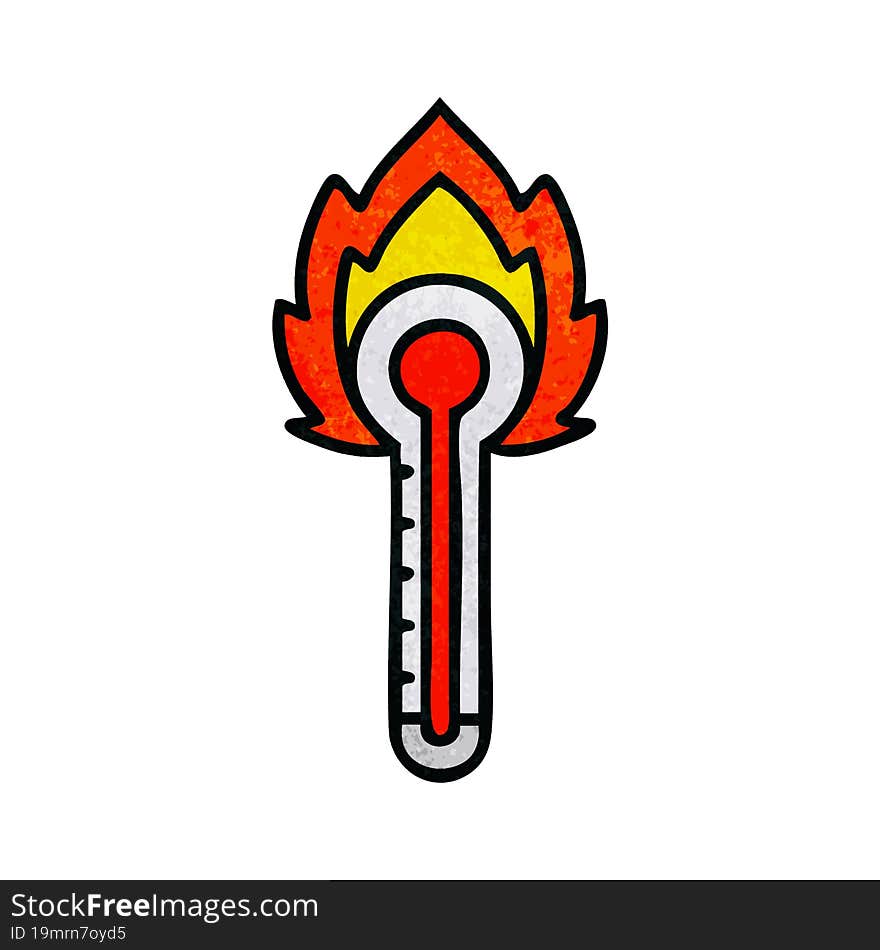 retro grunge texture cartoon hot glass thermometer