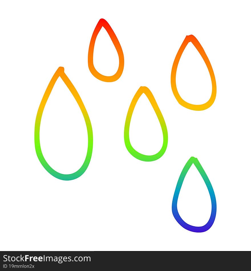 rainbow gradient line drawing of a cartoon rain drop