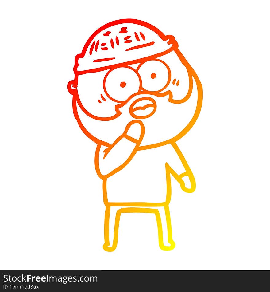 Warm Gradient Line Drawing Shocked Bearded Man