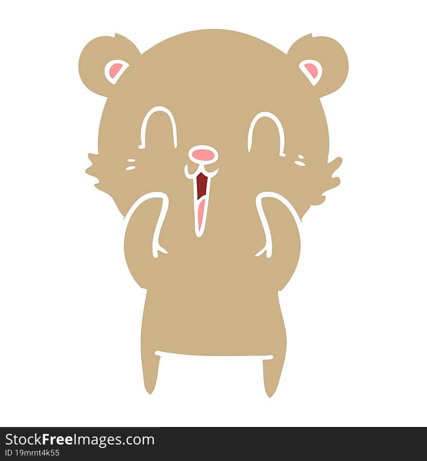 happy flat color style cartoon bear