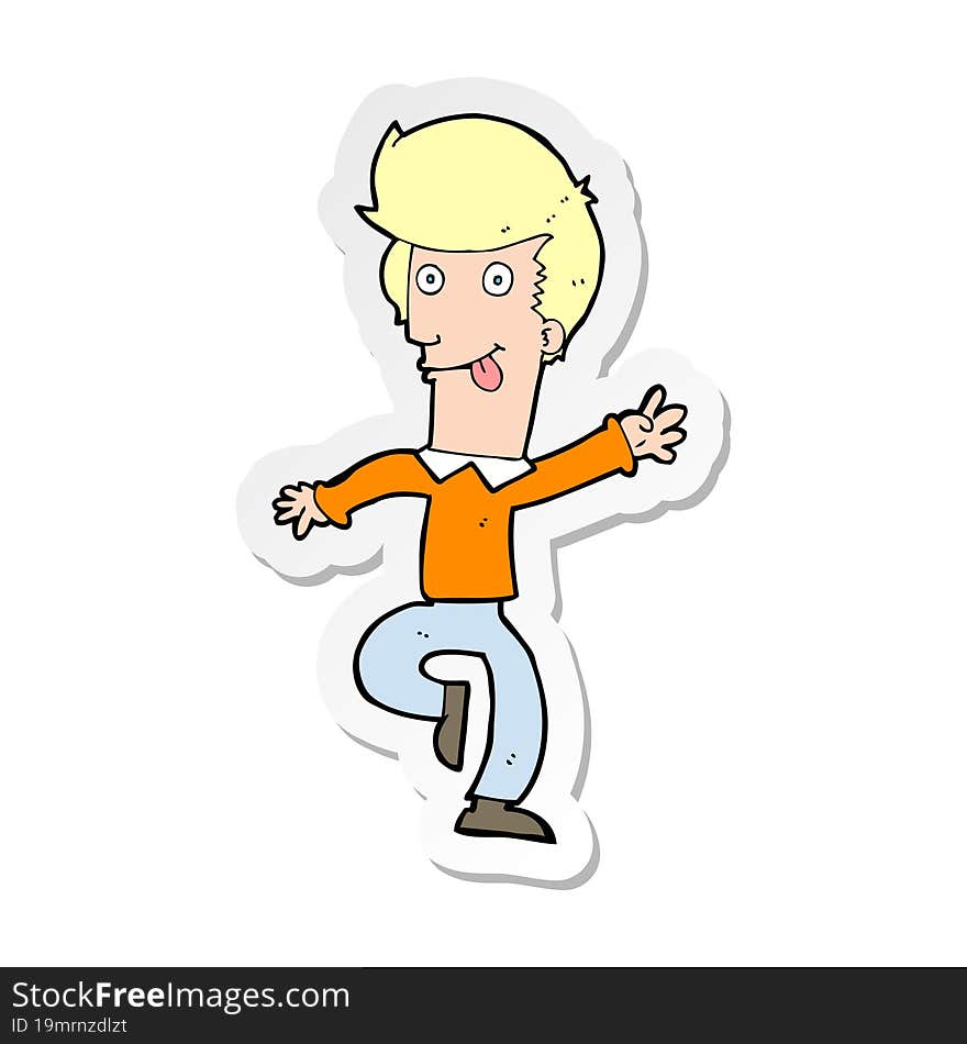 sticker of a cartoon man dancing