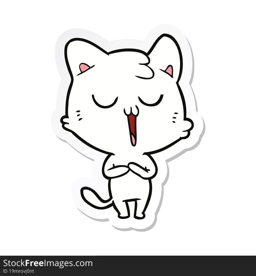 sticker of a cartoon cat singing