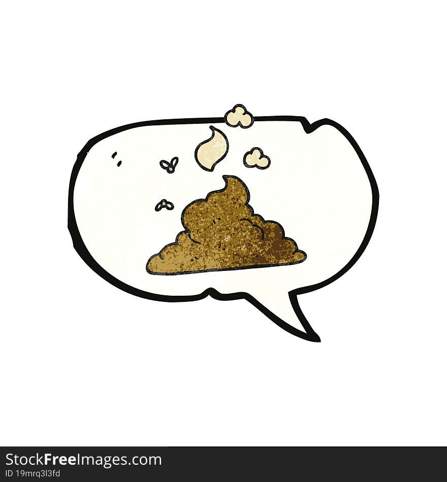 speech bubble textured cartoon steaming pile of poop