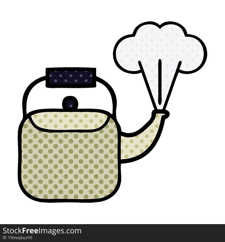 comic book style cartoon steaming kettle