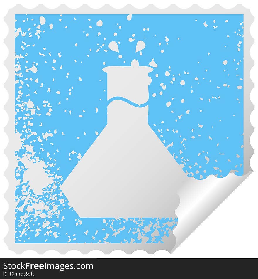 distressed square peeling sticker symbol of a science experiment