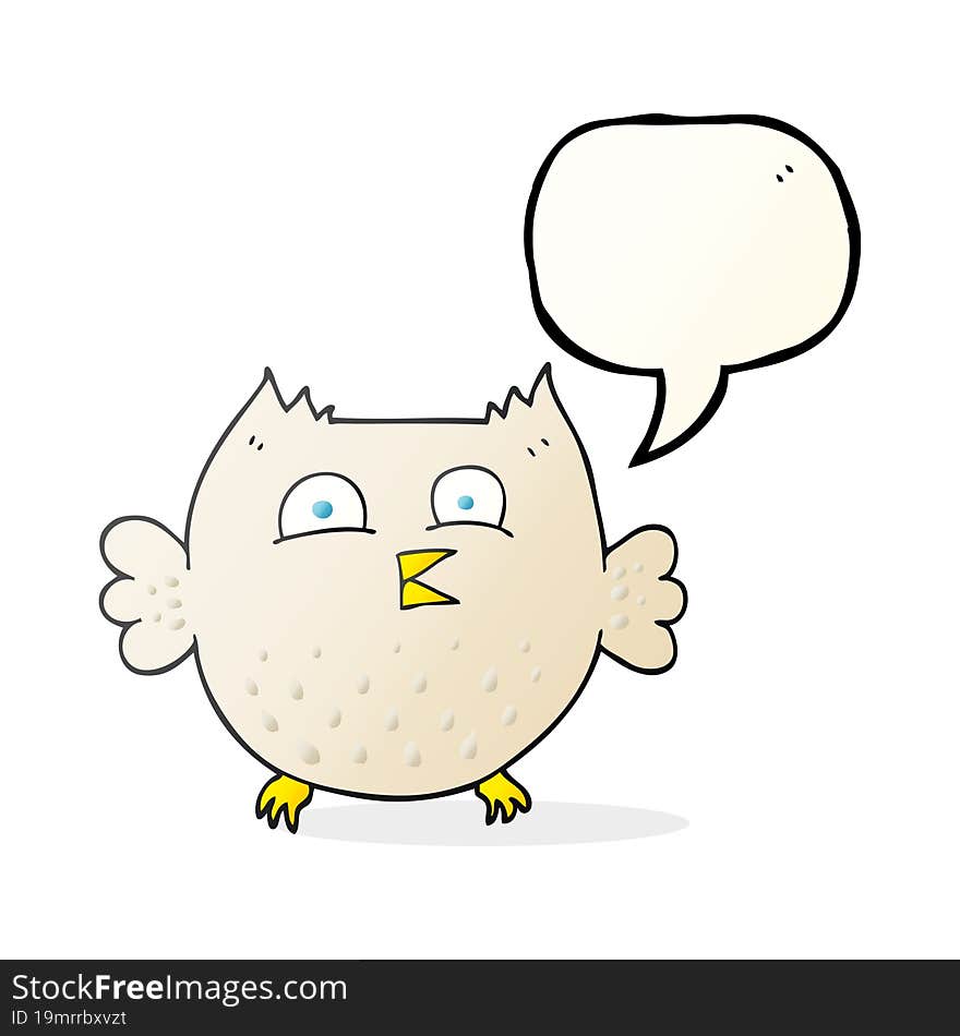 freehand drawn speech bubble cartoon happy owl