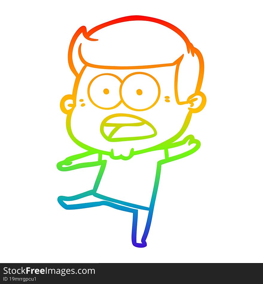 rainbow gradient line drawing cartoon shocked man